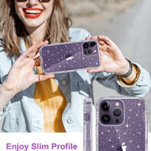 Hython Case for iPhone 14 Pro Max Case Glitter, Cute Clear Glitter Bling Sparkle Cover, [Military Grade Protection] Hybrid Heavy Duty Rugged Hard PC Bumper Shockproof Soft TPU Protective Phone Cases