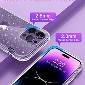 Hython Case for iPhone 14 Pro Max Case Glitter, Cute Clear Glitter Bling Sparkle Cover, [Military Grade Protection] Hybrid Heavy Duty Rugged Hard PC Bumper Shockproof Soft TPU Protective Phone Cases