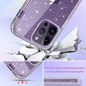 Hython Case for iPhone 14 Pro Max Case Glitter, Cute Clear Glitter Bling Sparkle Cover, [Military Grade Protection] Hybrid Heavy Duty Rugged Hard PC Bumper Shockproof Soft TPU Protective Phone Cases