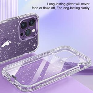 Hython Case for iPhone 14 Pro Max Case Glitter, Cute Clear Glitter Bling Sparkle Cover, [Military Grade Protection] Hybrid Heavy Duty Rugged Hard PC Bumper Shockproof Soft TPU Protective Phone Cases