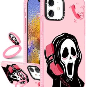 Toycamp for iPhone 11 Case with Ring Kickstand, Cute Design for Women Girls Girly Boys Skeleton Skull Cartoon Print Case Cover for iPhone 11 (6.1 Inch)