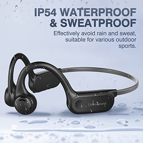 CelsusSound Bone Conduction Headphones with Noise-Canceling MIC, Bluetooth Waterproof Sport Headphones, Open Ear Stereo Headphones up to 10H Playtime, Wireless Headset for Running and Workout