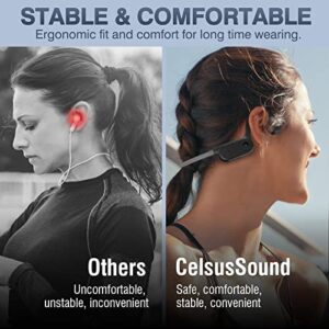CelsusSound Bone Conduction Headphones with Noise-Canceling MIC, Bluetooth Waterproof Sport Headphones, Open Ear Stereo Headphones up to 10H Playtime, Wireless Headset for Running and Workout