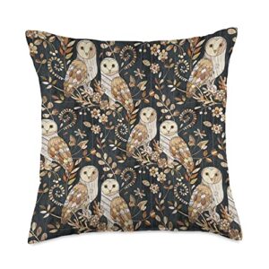 pattern christmas funny wooden wonderland barn owl collage throw pillow, 18x18, multicolor