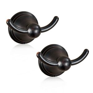 wolibeer bronze towel hooks,bathroom coat hook oil rubbed bronze,farmhouse robe wall hook double hanger wall mounted 2 pack bath accessories