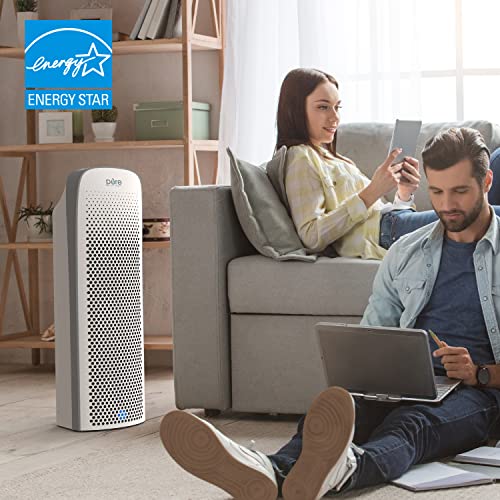 Pure Enrichment® PureZone™ Elite True HEPA Large Room Tower Air Purifier Bundle, Air Quality Monitor, 4 Stage Filtration and UV-C Light, Helps Destroy Bacteria, Smoke, Pollen & Dust