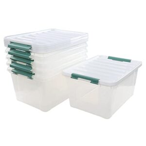 Bblina 6 Packs 35 L Clear Plastic Storage Bins with Lids, Large Storage Tote Boxes