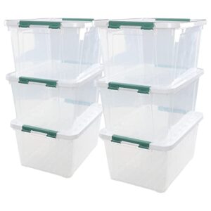 bblina 6 packs 35 l clear plastic storage bins with lids, large storage tote boxes