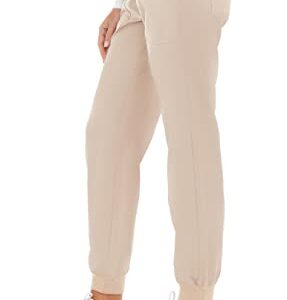 MediChic Mini Marilyn Knit Waist Scrub Joggers Pants with 4-Way Stretch Six Pockets Medical Nursing Slim Tapered Jogger Khaki