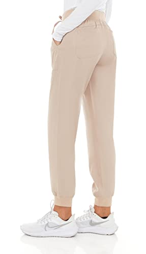 MediChic Mini Marilyn Knit Waist Scrub Joggers Pants with 4-Way Stretch Six Pockets Medical Nursing Slim Tapered Jogger Khaki