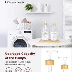 Liquid Laundry Detergent Dispenser, Laundry Detergent Container for Laundry Room, 67oz Storage Container for Farmhouse Decor, Includes Pumps, Collapsible Funnel, Labels and Bamboo Tray