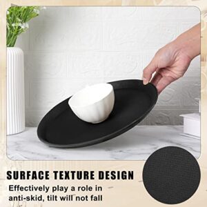 8 Pieces Restaurant Serving Tray, Non Slip Surface Round Tray, Plastic Food Meals Server Tray with Raised Edges for Home, Kitchen, Restaurant, Cafeteria, Bar, Hotel (Black, 11 Inch)