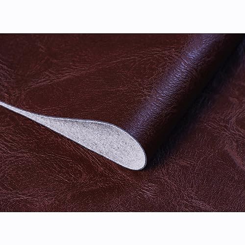 Faux Leather Sheets Rolls Solid Color 12"X53" Large Size,Textured Surface PU Synthetic for Leather Earrings, Hair Bows, Sewing and Different DIY Projects (Deep Brown)