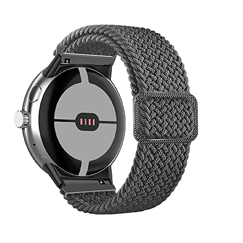 iPartsonline Watch Stretch Band Compatible with Google Pixel Watch Smartwatch Nylon Woven Strap Braided Solo Loop Sport Replacement Wristband Bracelet