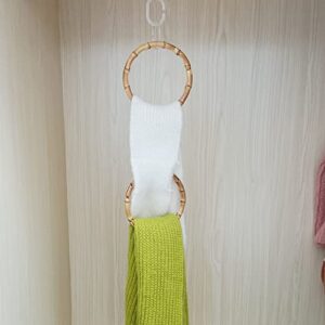 2-Pack Handmade Bamboo Ring Scarf Hangers for Closet ,Belt Scarf Tie Organizer Holder