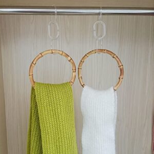 2-Pack Handmade Bamboo Ring Scarf Hangers for Closet ,Belt Scarf Tie Organizer Holder