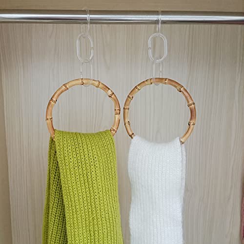 2-Pack Handmade Bamboo Ring Scarf Hangers for Closet ,Belt Scarf Tie Organizer Holder