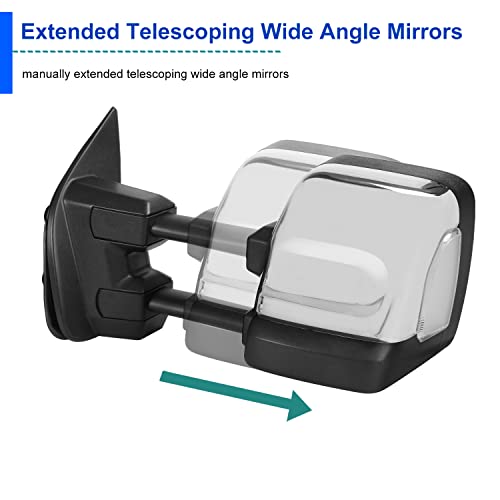 Spec-D Tuning Chrome Power Heated+Blind Spot+Memory Towing Mirror Compatible with 2016-2022 Nissan Titan