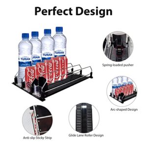 Ikaufen Drink Dispenser for Fridge, Self-Pushing Soda Rack Can Organizer for Refrigerator, Width Ajustable Beverage Pusher Glide, Beer Pop Can Water Bottle Storage(16.4inch, 3 Rows)