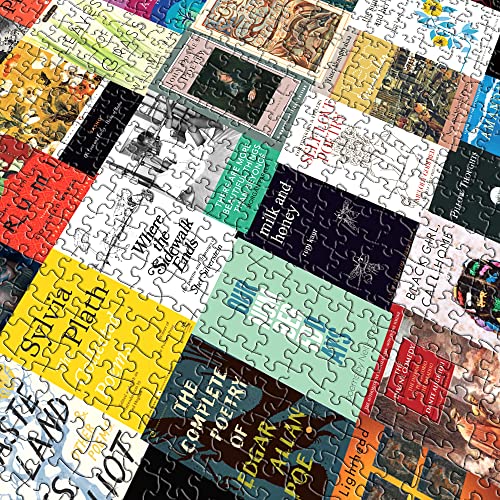 Book Puzzles for Adults 1000 Piece, Greatest Poetry Book Covers Collage Puzzle, 50 Classic Poems Books Add to Your Literary Bucket List, Good Gift for Book Lovers and Poem Fans