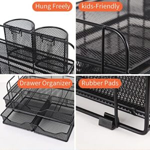 gianotter 3 Tier Desk Drawer Organizer, Office Desk Organizers and Accessories with 2 Pen Holder, Desk Accessories & Workspace Organizers for Home Office Supplies (Black)