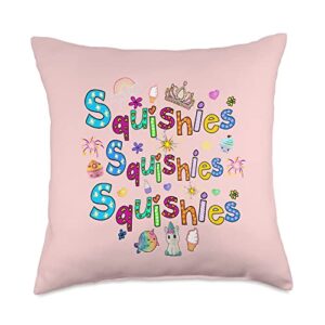 squishy rainbow kids fun designs unicorn narwhal girls teen cupcake kawaii squishy throw pillow, 18x18, multicolor