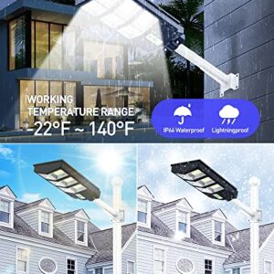 A-ZONE 300W Solar Street Lights Outdoor Waterproof, 6500K 30000LM Outdoor LED Street Light Dusk to Dawn, LED Wide Angle Lamp with Motion Sensor and Remote Control, for Parking Lot, Yard, etc.