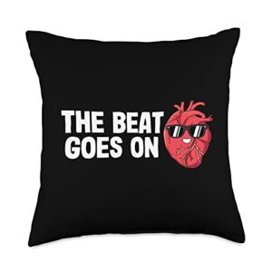 open heart surgery recovery gifts men & women the beat goes on get well open heart surgery throw pillow, 18x18, multicolor