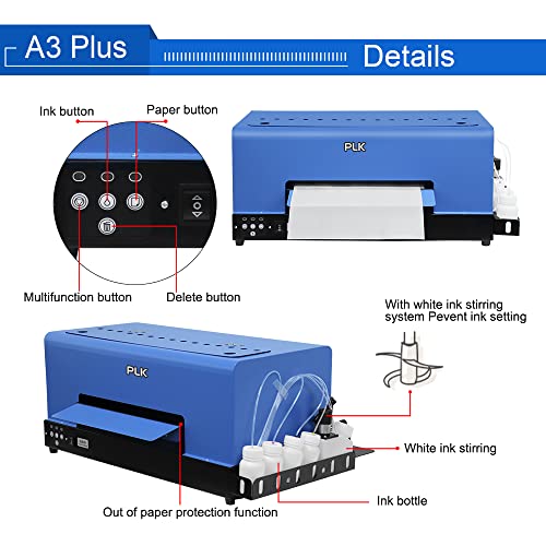 PLK L805 A3 DTF Transfer Printer with Roll Feeder, Direct to Film Print-Preheating T-Shirt Printing Machine for Fabrics and Hoodies (DTF Printer + Oven)