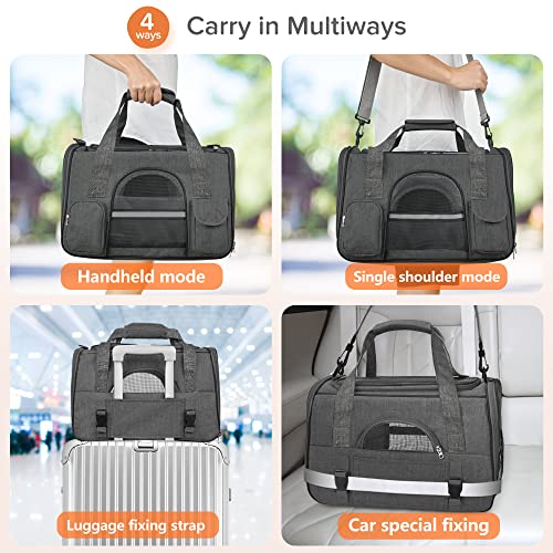 MIYCOO Cat Carrier Soft-Sided Collapsible Pet Carrier Dog Carrier Travel Bag for Dogs Small Medium Cats (Large-Black)