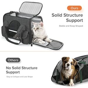 MIYCOO Cat Carrier Soft-Sided Collapsible Pet Carrier Dog Carrier Travel Bag for Dogs Small Medium Cats (Large-Black)