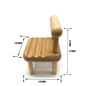 Pletmin Cute Mini Chair Phone Holder with 3 Angles Adjustable Phone Holder for Different Occasions, Card Display Wooden Stand for Desk, Assembly Required, Compatible with Cards and Smartphones(1 PACK)