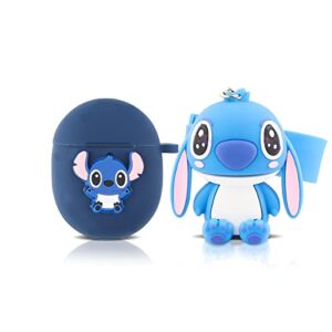 case for google pixel buds pro earbuds, bgaanm silicone pixel buds pro charging case protective cover with doll and keychain - cute skin designed (stitch)