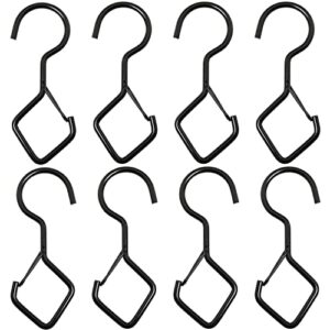 jianling s hook 8pcs 101x39mm black windproof s hooks for hanging plants, pots and pans, bags, s shaped hooks for kitchen utensil and closet rod, safety buckle design diamond spring s hook