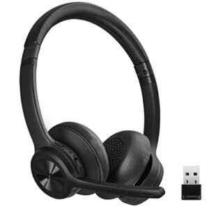 ekvanbel bluetooth headset v5.2 with adapter, wireless headphones with noise cancelling microphone, on ear wireless headset for cell phones laptop computer