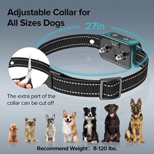 Dog Bark Collar, DINJOO Bark Collar for Large Medium Small Dogs,Smart Bark Collar,Rechargeable Anti Barking Training Collar with 8 Adjustable Sensitivity,Bark Shock Collar with Beep (Blue)