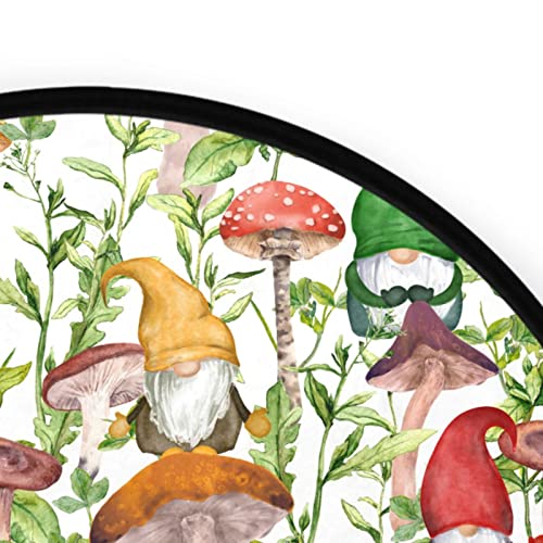 Mushrooms Gnomes Fanmily Round Area Rug, Non Slip Indoor Throw Area Rug, Washable Circle Carpet Floor Mat for Living Room,Door Mat Entryway,Bedroom,Sofa,3 Ft