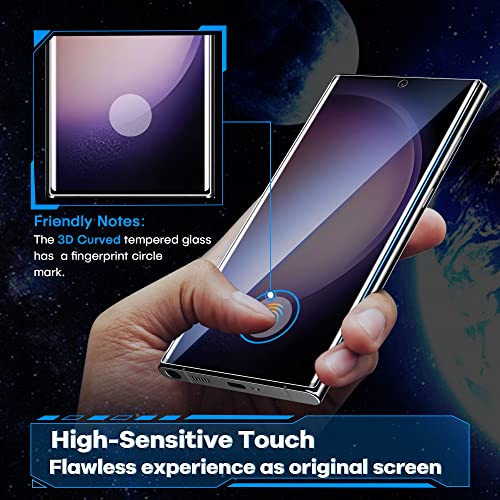 AACL for Samsung Galaxy S23 Ultra Screen Protector Tempered Glass, 3D Curved Glass for S23 Ultra 5G,6.8 Inch [Fingerprint Unlock][Anti-Scratch][Case Friendly][2 Pack]