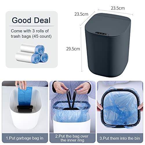 aDeerElf Automatic Trash Can, 4.2 Gallon Bathroom Trash Cans with Lid,Touchless Trash Can Bedroom,Small Trash Can Motion Sensor Smart Garbage Cans for Kitchen,Waste Basket Bin(Blue)