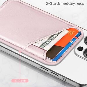 Miroddi for MagSafe Wallet, Magnetic Wallet Card Holder for iPhone 15/14/13/12 Series, 0.12" Invisible Ultra-Thin Magnetic Phone Wallet, 2 Independent Card Slot, Vegan Leather, Pink