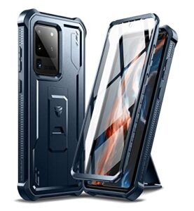 dexnor full body case for samsung galaxy s20 ultra/6.9 inches, [built in screen protector and kickstand] heavy duty military grade protection shockproof protective cover for galaxy s20 ultra,navy blue