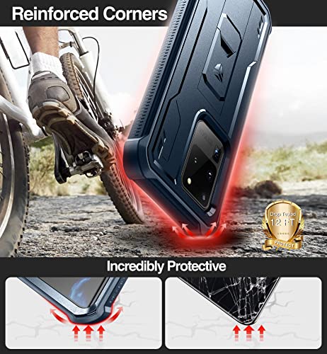 Dexnor Full Body Case for Samsung Galaxy S20 Ultra/6.9 inches, [Built in Screen Protector and Kickstand] Heavy Duty Military Grade Protection Shockproof Protective Cover for Galaxy S20 Ultra,Navy Blue