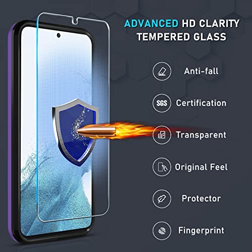 Janmitta Samsung Galaxy S23 Case with Screen Protector+Camera Lens Protector,Heavy Duty Shockproof Full Body Phone Cover Built in Rotatable Magnetic Ring Holder Kickstand,2023 Lavender