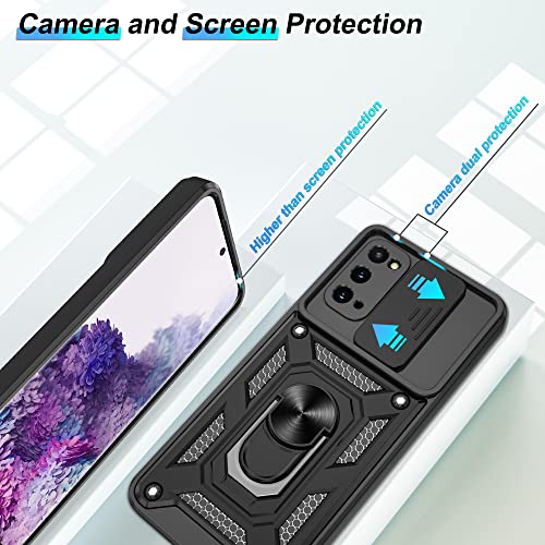 ATUMP for Galaxy S20 Case with HD Screen Protector, Heavy Duty Shockproof Samsung S20 5G Case with 360 ° Rotation Metal Kickstand [Military Grade] Protective Case for Samsung Galaxy S20, Black