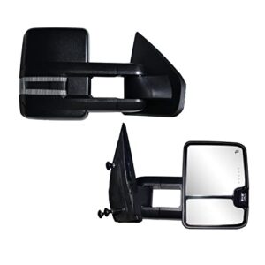 aerdm towing mirrors compatible with ford f150 2004 2005 2006 2007 2008 2009 2010 2011 2012 2013 14 power heated with led signal and puddle light tow mirrors pair set pickup truck tow mirrors pair set