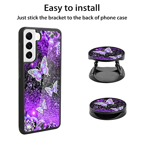 Tjkings for Samsung Galaxy S21 6.2 inch Case, [Screen Protector+Kickstand] Glitter Purple Butterfly Nebula Space Tire Design Hard PC+TPU Bumper Slim Anti-Scratch Shockproof for Samsung Galaxy S21