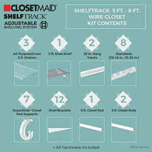 ClosetMaid ShelfTrack Wire Closet Organizer System, Adjustable from 5 to 8 Ft., White & ShelfTrack Wire Closet Organizer System Adjustable from 5 to 8 Ft,