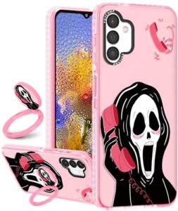 toycamp for samsung galaxy a13 5g case with ring kickstand, cute design for women girls girly boys teens skeleton skull cartoon print case (6.5 inch)