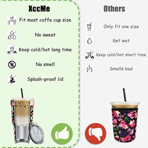 XccMe Stainless Steel Iced Coffee Sleeve,30oz Stainless Steel Insulated Tumbler with Lid,Double Wall Cup Sleeves for Cold Drinks Reusable,for Most Starbucks,Dunkin Donuts,McDonalds (Leopard)