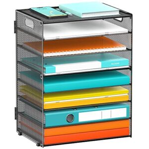 sinboun 8-tier paper organizer letter tray with handle, mesh metal desk file organizer paper holder office organization for school office home